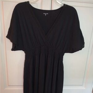 Garnet Hill Carbon Black V Neck w/ Lace Trim